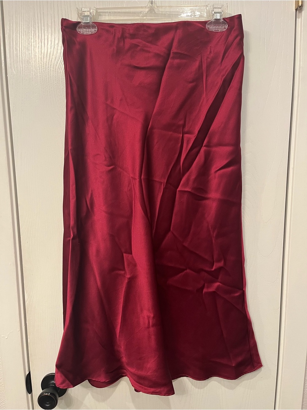Quince Women 100% Washable Silk Skirt Midi Burgundy Medium